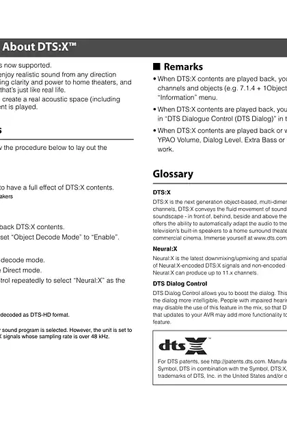 yamaha雅马哈Additional Information_ About DTS_X